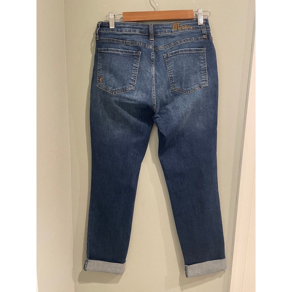 KUT from the Kloth Katy Boyfriend‎ Jeans Distressed Dark Wash Denim Size 6 - Picture 5 of 7